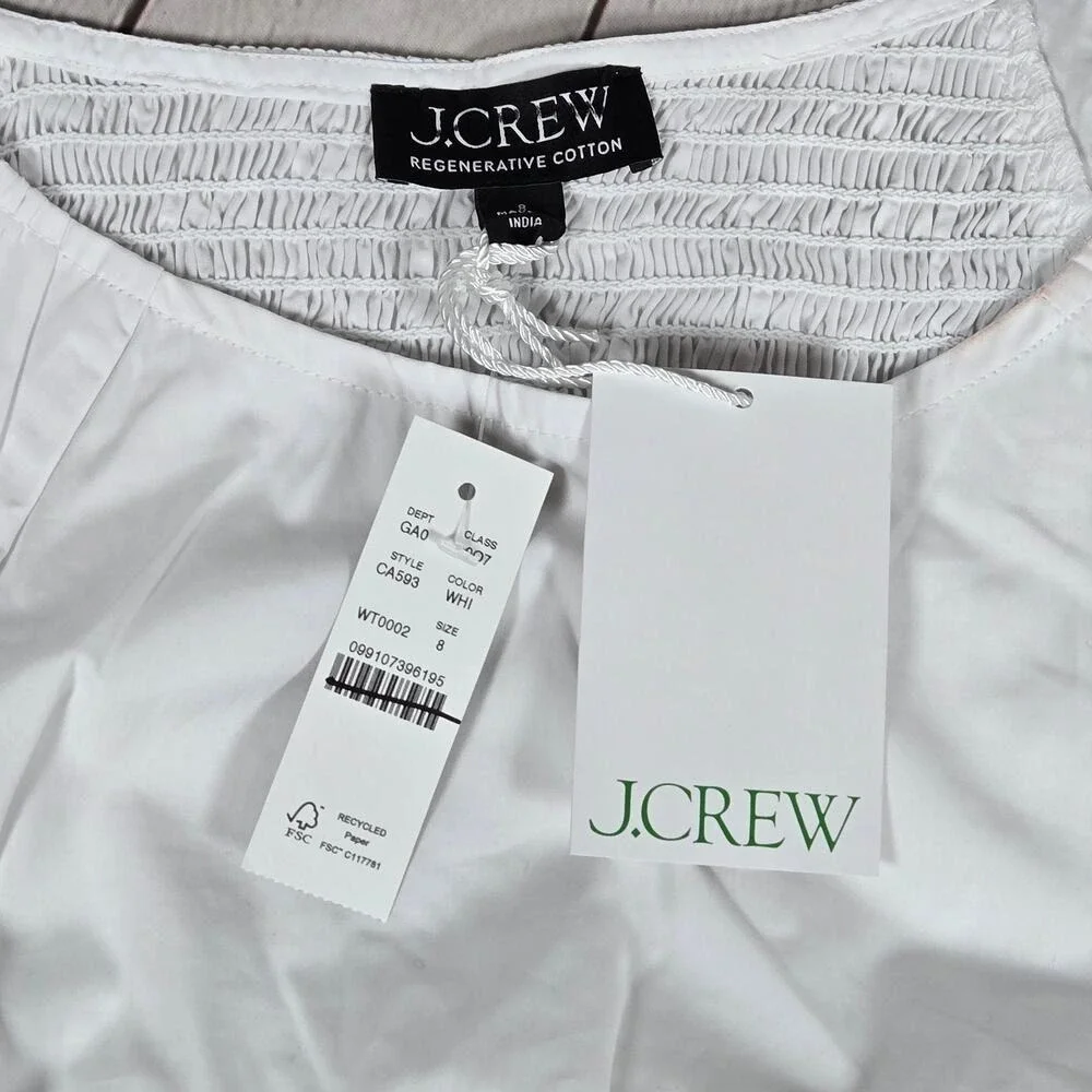 J.‎ Crew Fitted puff-sleeve top in White 8 NWT